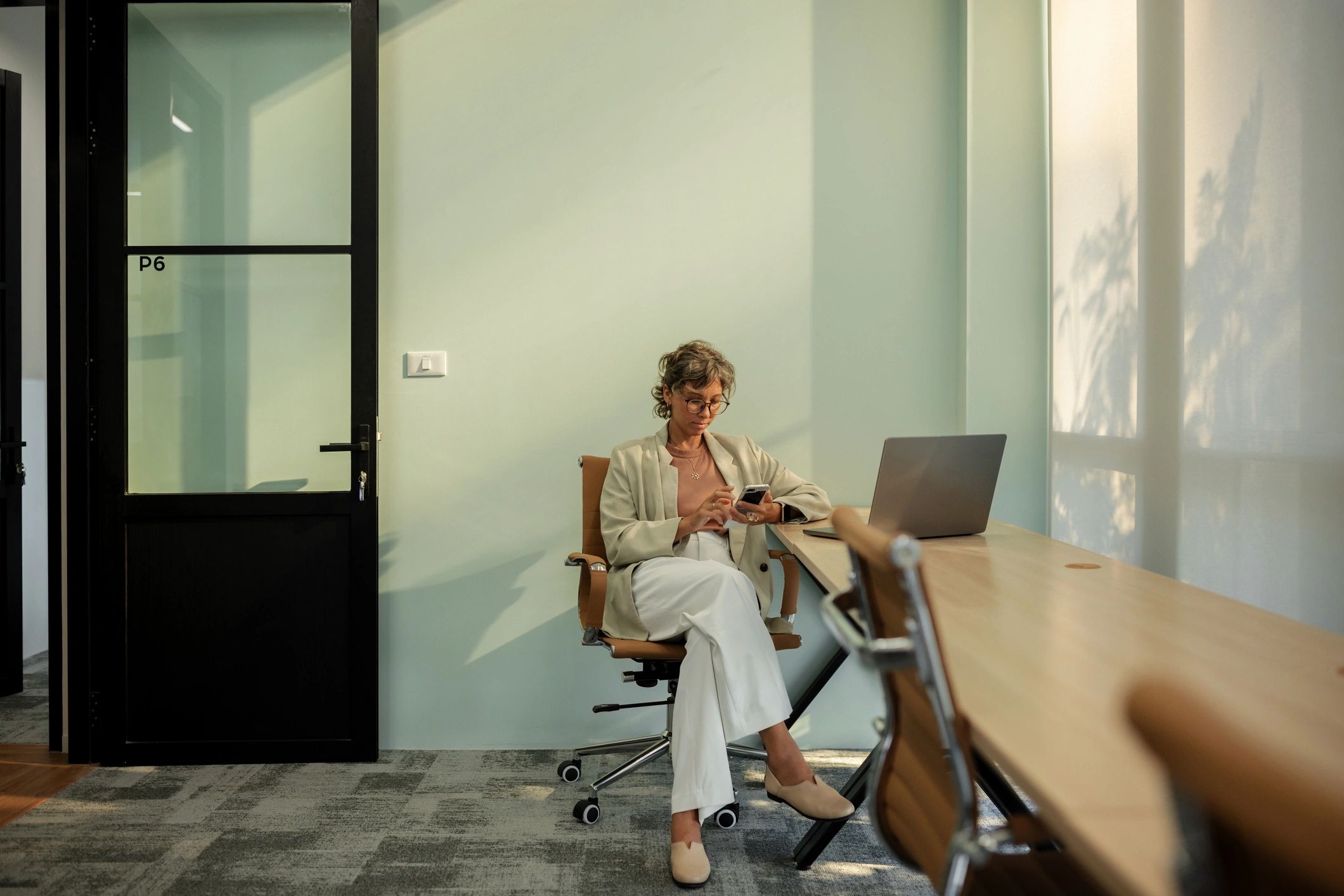 Consultant taking a phone break during a work session
